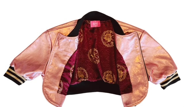Pink Women Bomber Jacket Real Leather