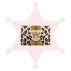 Beige Leopard & Bee crossbody clutch