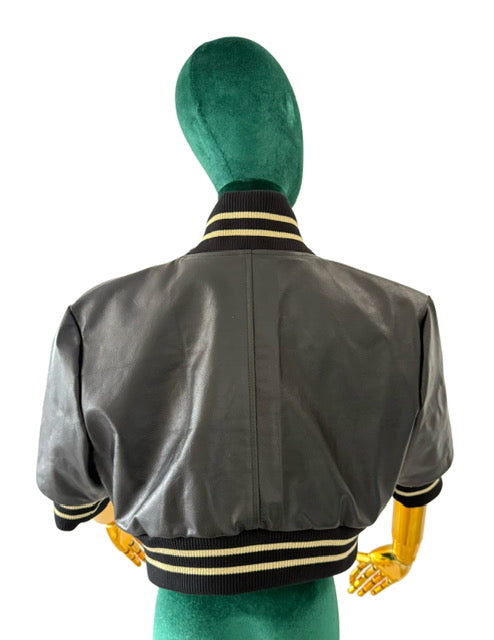 Black Women Bomber Jacket Real Leather