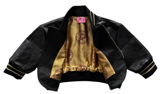 Black Women Bomber Jacket Real Leather