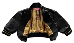 Black Women Bomber Jacket Real Leather