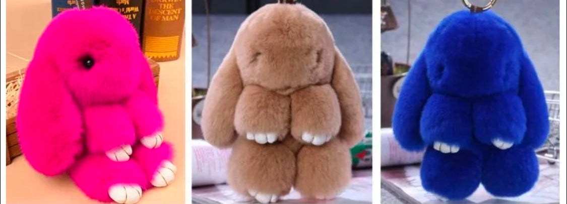 Bunny Keychain Soft Cute Rex Rabbit Fur Keychain