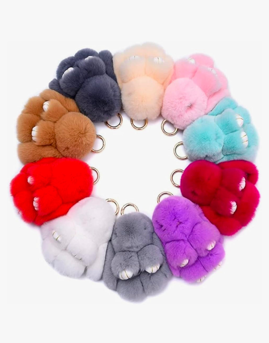 Bunny Keychain Soft Cute Rex Rabbit Fur Keychain